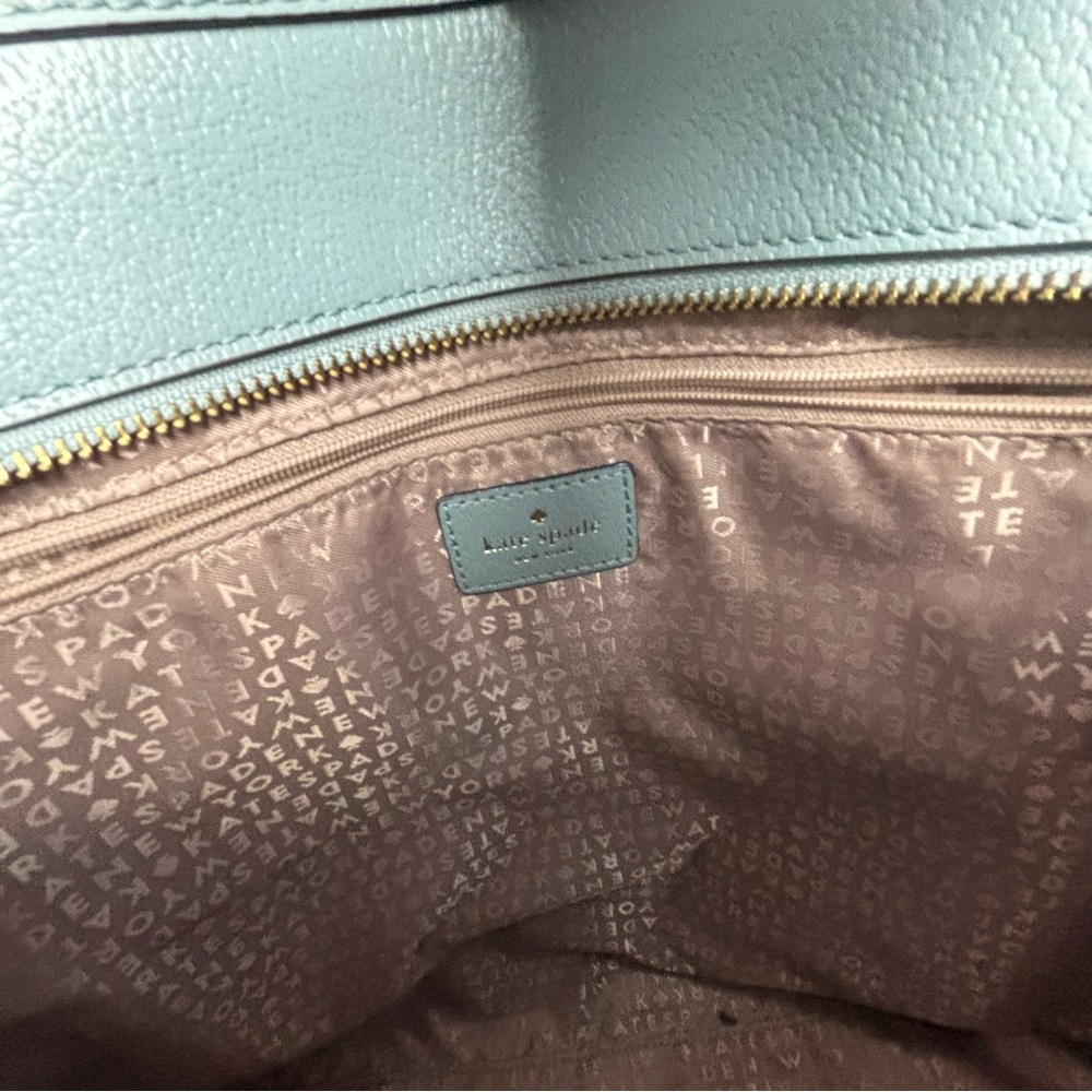 Kate Spade New Yorker Sawyer Street Maxi Baby Blue Leather XL Tote  12” x 13”‎ - Picture 6 of 14